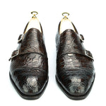 Carmina Crocodile Double Monk Strap 10003 Simpson Brown