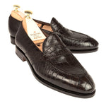 Carmina Crocodile Full Strap Penny Loafers 80585 Uetam Brown