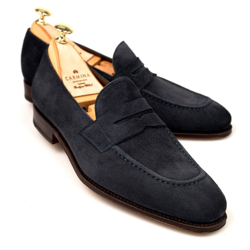 Carmina Penny Loafers 80158 Rain Navy Suede