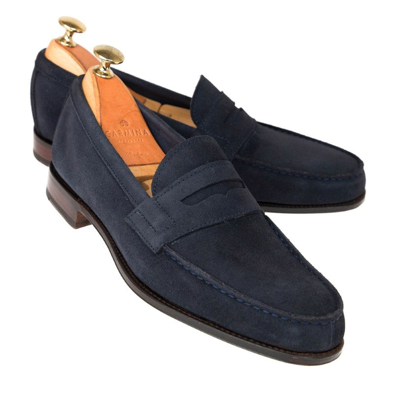 Carmina Penny Loafers 80579 Genova Navy Suede