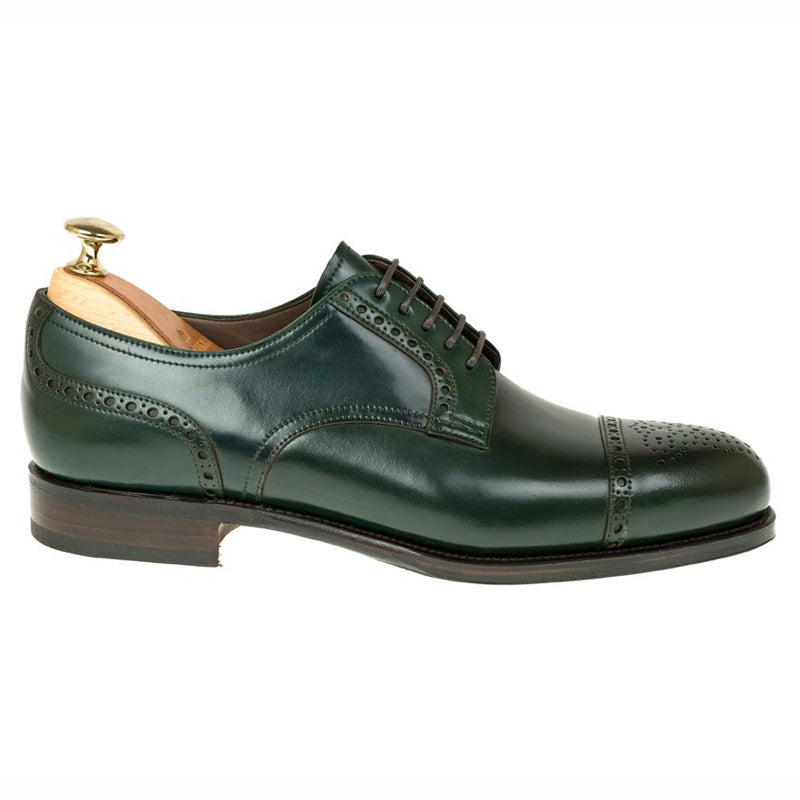 Carmina Shell Cordovan Blucher Shoes 80531 Forest Green