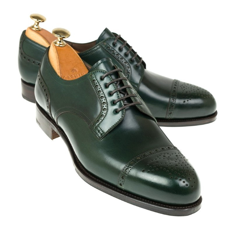 Carmina Shell Cordovan Blucher Shoes 80531 Forest Green