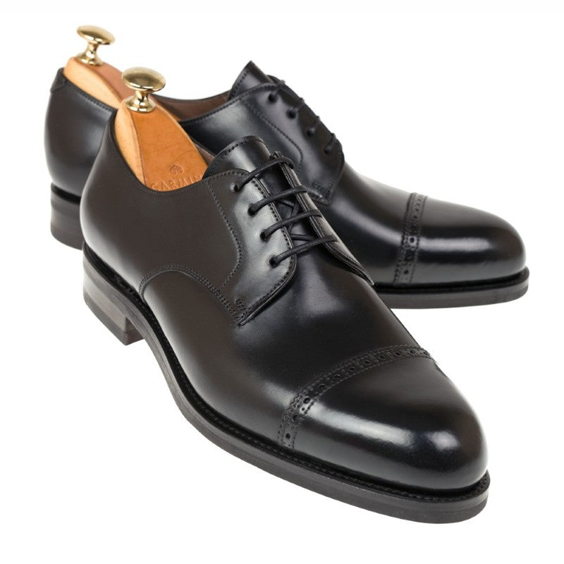 Carmina Shell Cordovan Derby Shoes 748 Forest Black