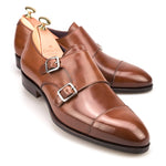 Carmina Shell Cordovan Double Monk Straps 80250 Inca Bourbon
