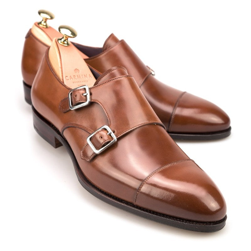 Carmina Shell Cordovan Double Monk Straps 80250 Inca Bourbon