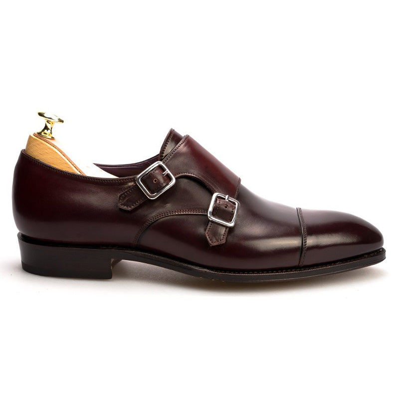 Carmina Shell Cordovan Double Monk Straps 80250 Inca Burgundy
