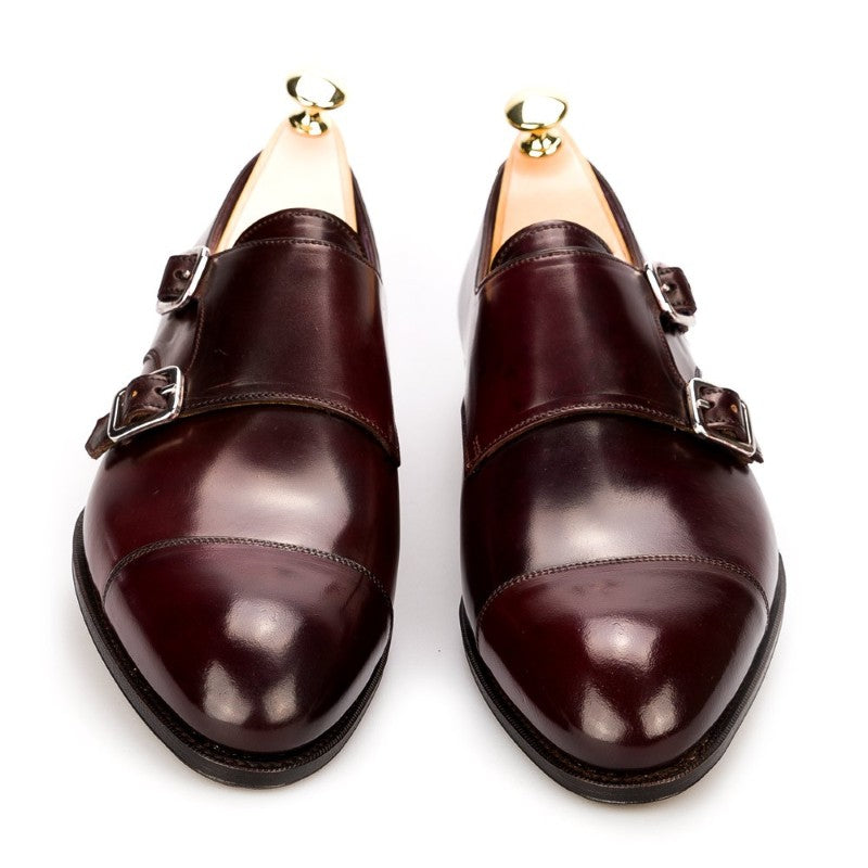 Carmina Shell Cordovan Double Monk Straps 80250 Inca Burgundy