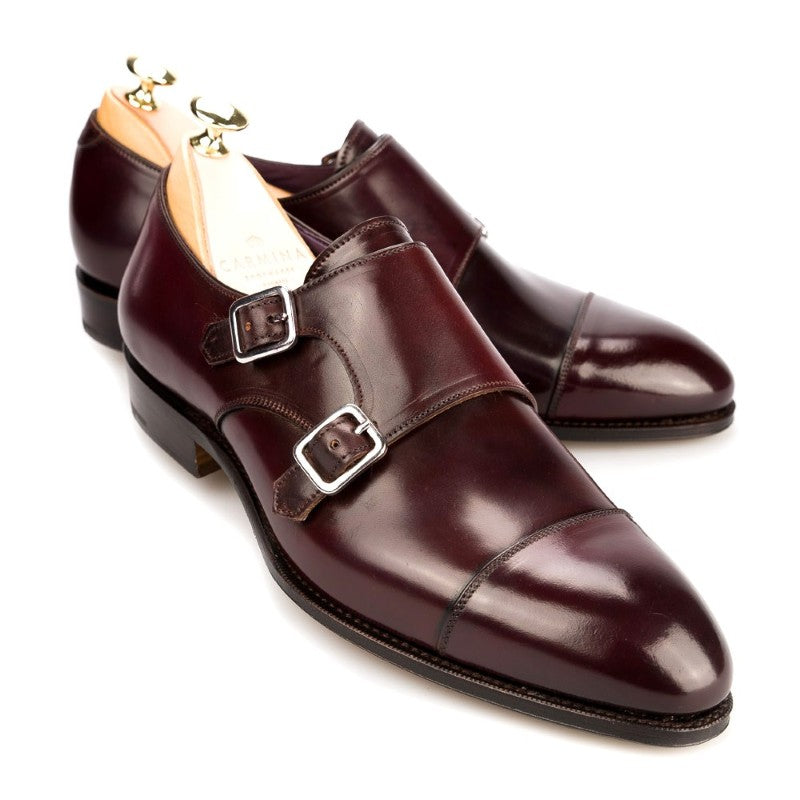 Carmina Shell Cordovan Double Monk Straps 80250 Inca Burgundy