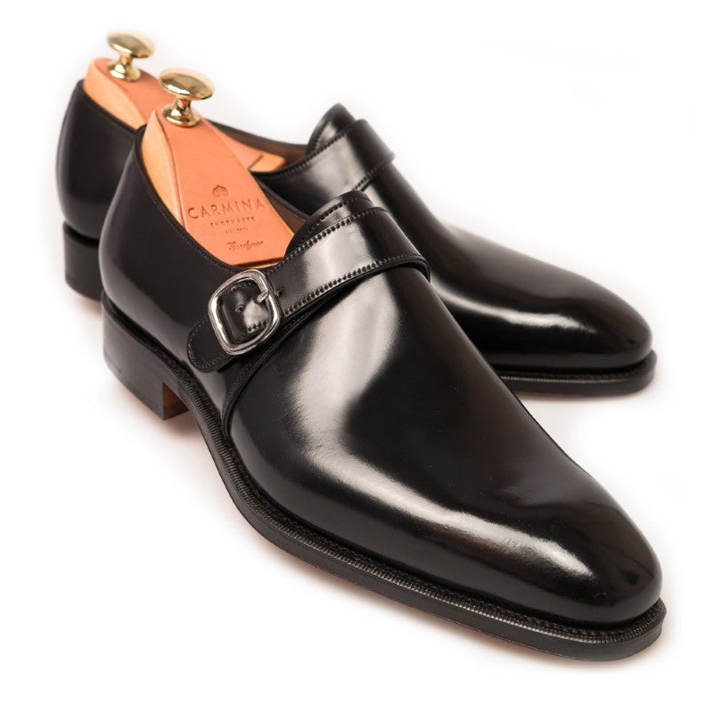Carmina Shell Cordovan Monk Straps 80156 Rain Black