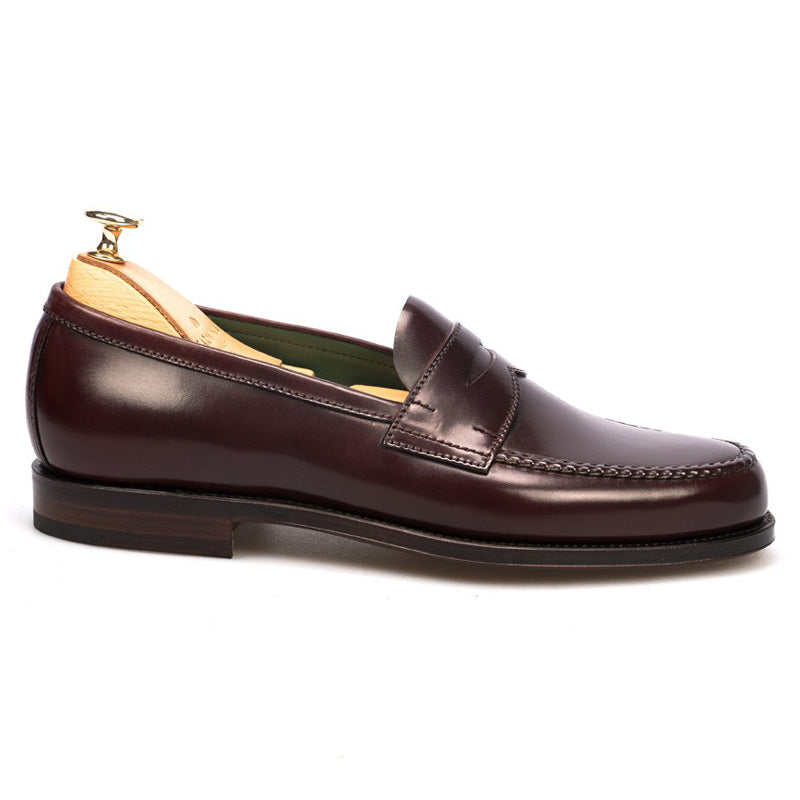 Carmina Shell Cordovan Penny Loafers 80440 Pina Burgundy