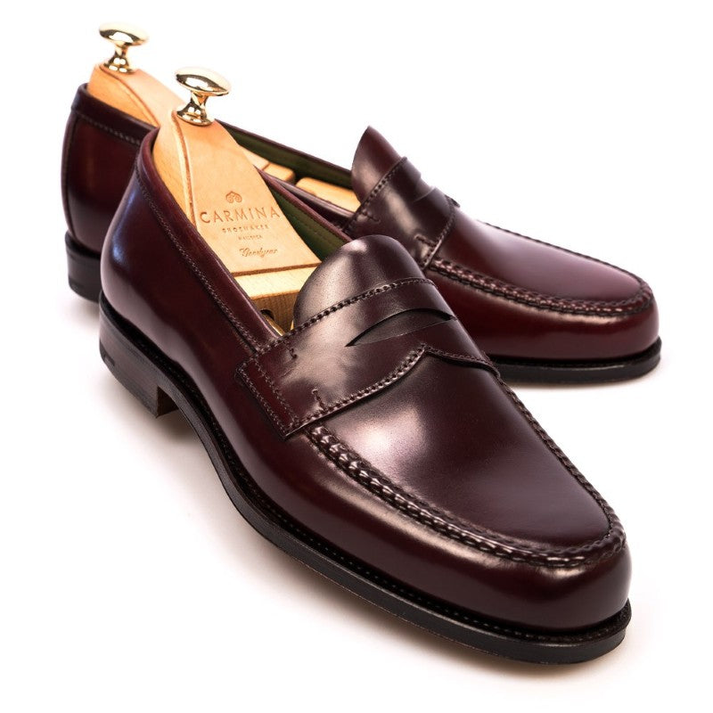 Carmina Shell Cordovan Penny Loafers 80440 Pina Burgundy