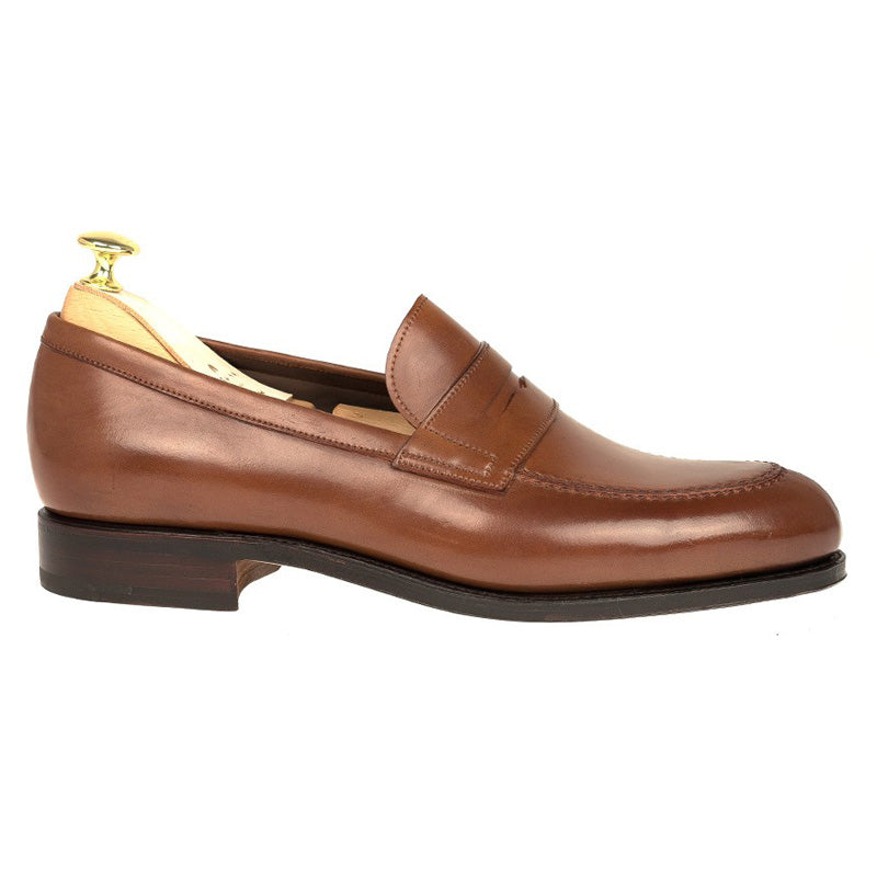 Carmina Shell Cordovan Penny Loafers 923 Forest Bourbon
