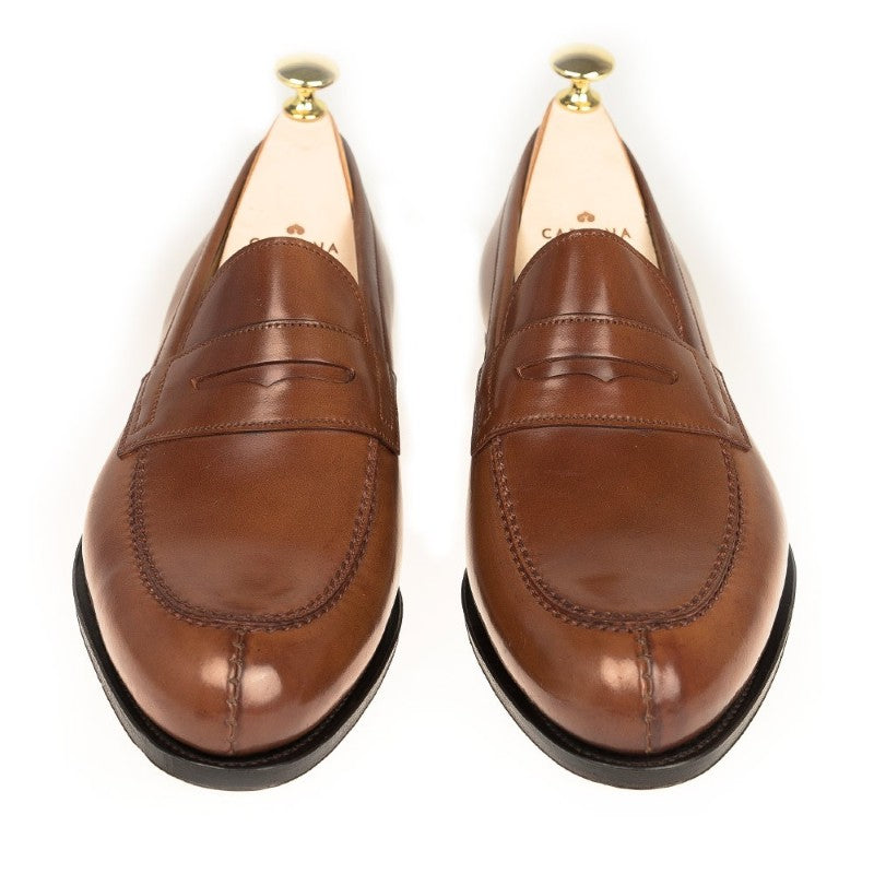 Carmina Shell Cordovan Penny Loafers 923 Forest Bourbon