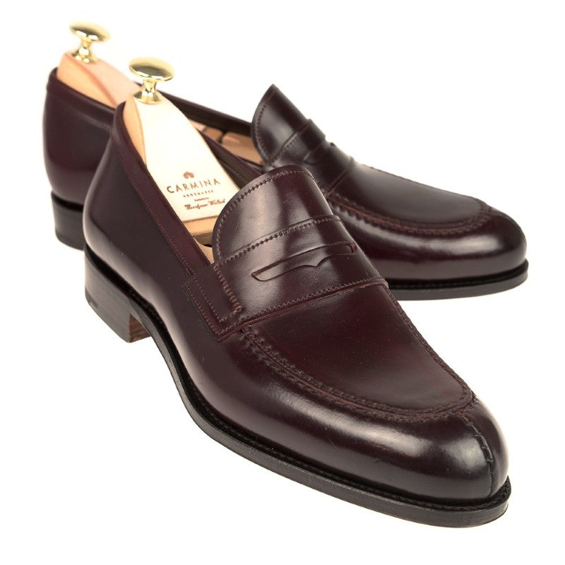 Carmina Shell Cordovan Penny Loafers 923 Forest Burgundy
