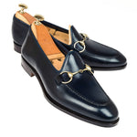 Carmina Shell Cordovan Unlined Horsebit Loafers 80643 Uetam Navy