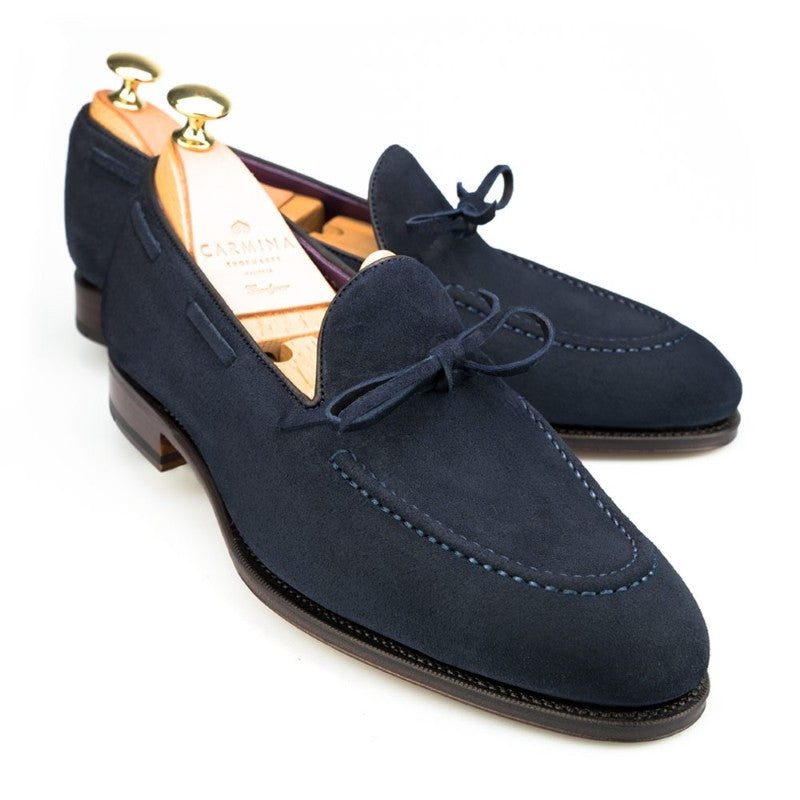 Carmina String Loafers 80228 Uetam Navy Suede