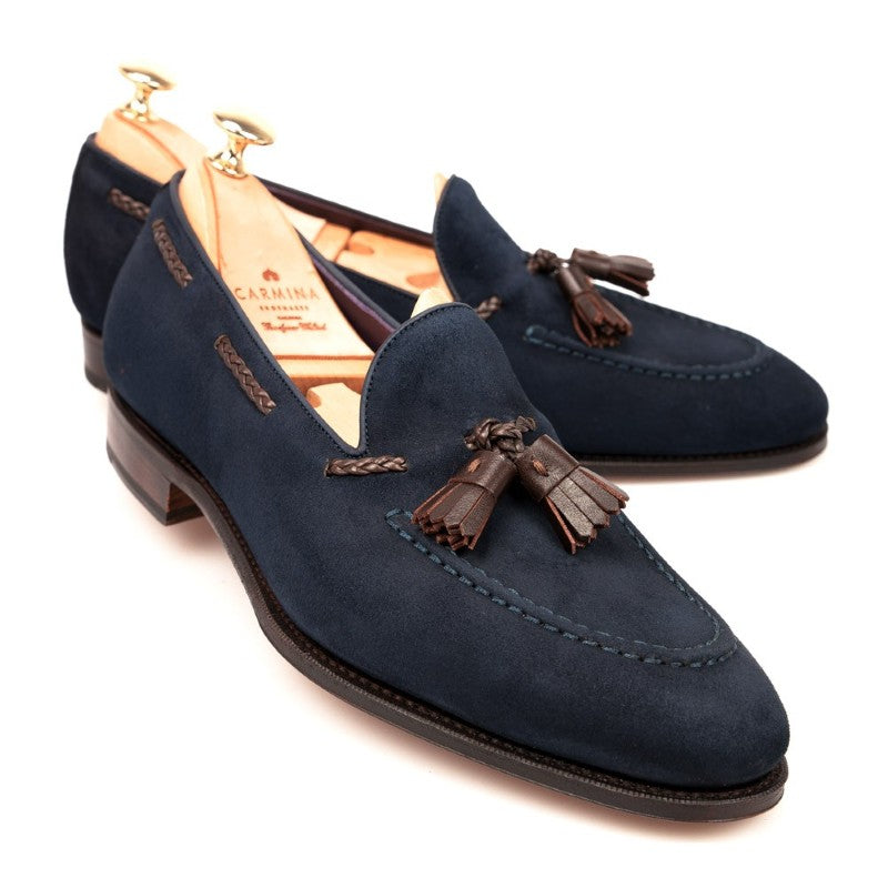 Carmina Tassel Loafers 80371 Uetam Navy Suede