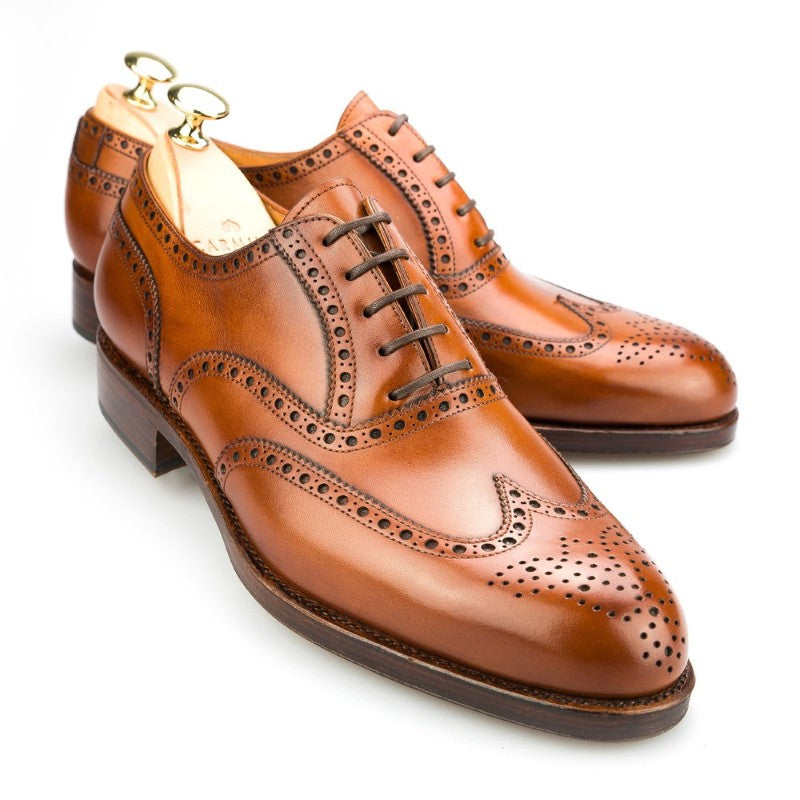 Carmina Wingtip Oxfords 813 Forest Cognac