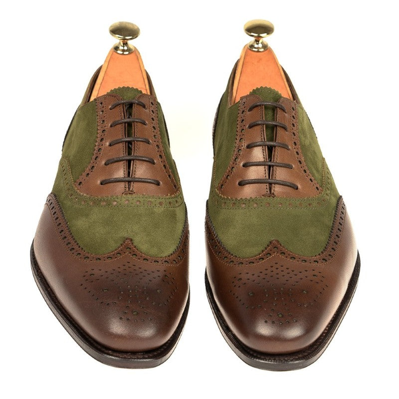 Carmina Wingtip Oxfords 922 Rain Brown and Bering Suede