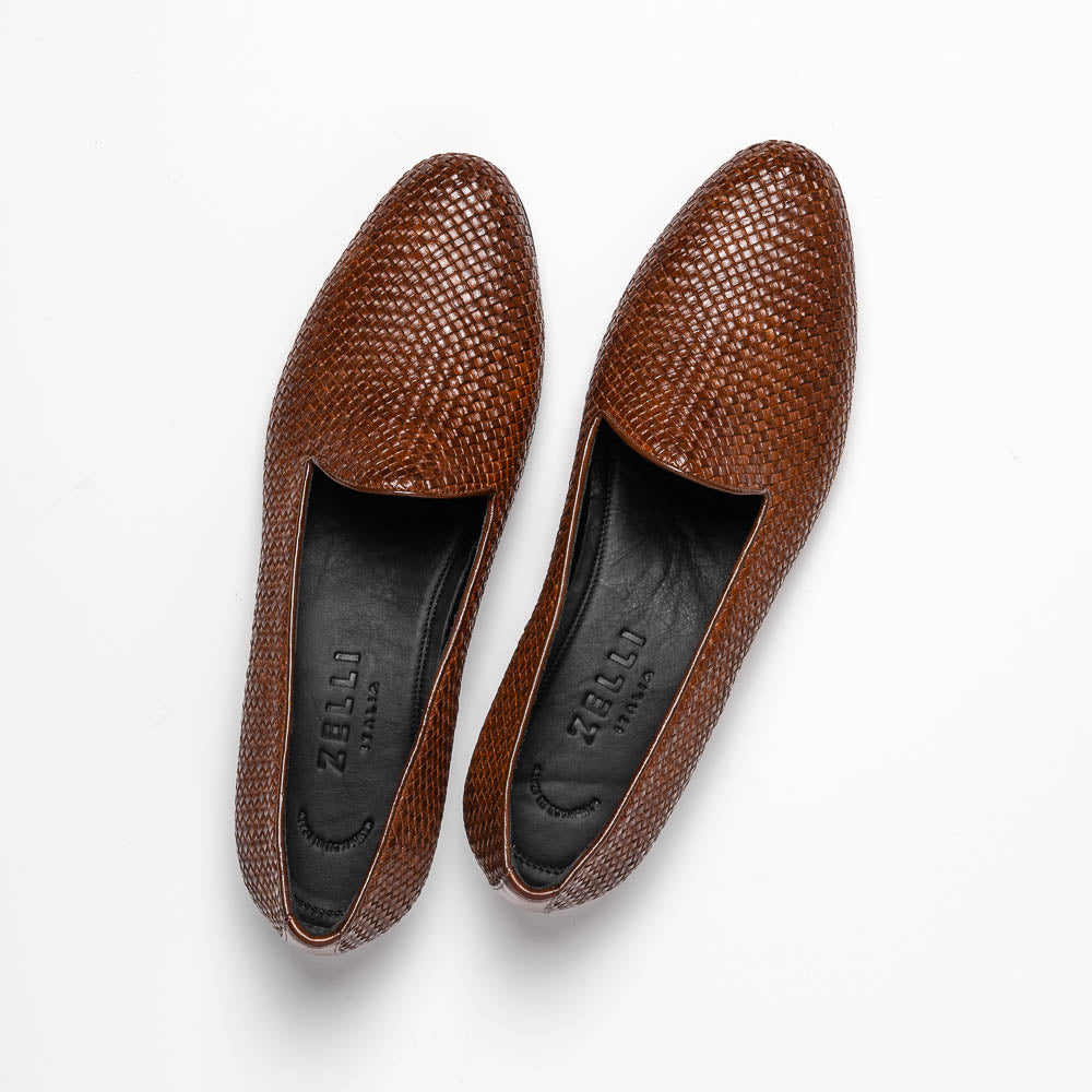Zelli Cestino Woven Loafers Cognac (15-211-CGN)