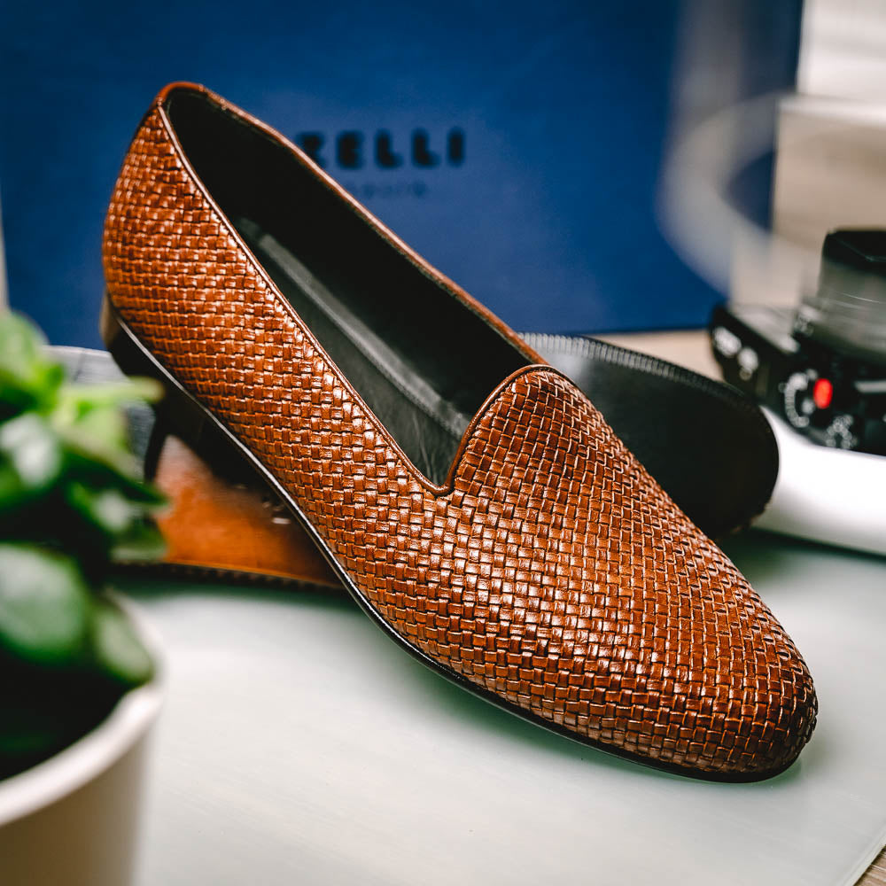 Zelli Cestino Woven Loafers Cognac (15-211-CGN)