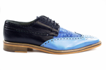 Belvedere Ciro Crocodile & Calfskin Wingtip Shoes Light Blue / Ocean / Navy