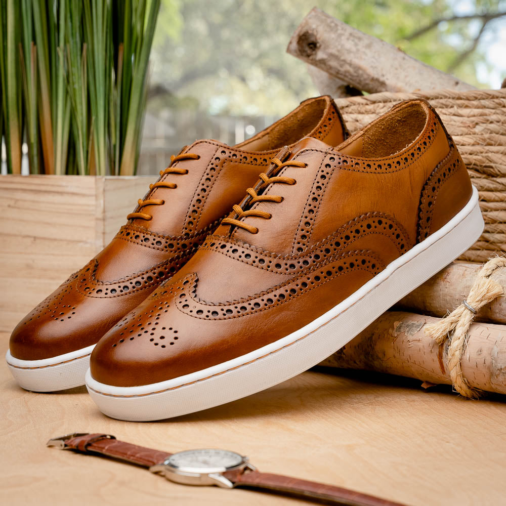 TB Phelps Clubhouse Wingtip Sneakers Tan