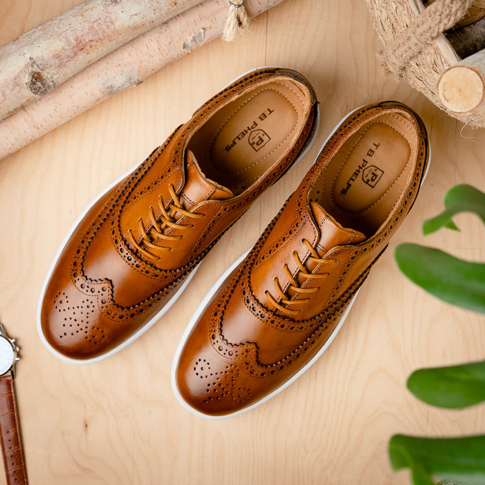 TB Phelps Clubhouse Wingtip Sneakers Tan