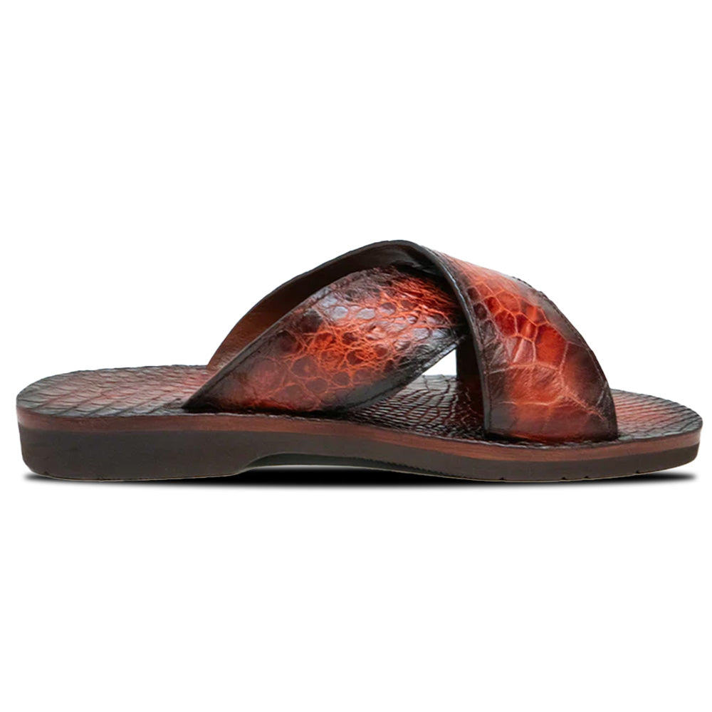 Marco Di Milano Elios Alligator Sandals Cognac
