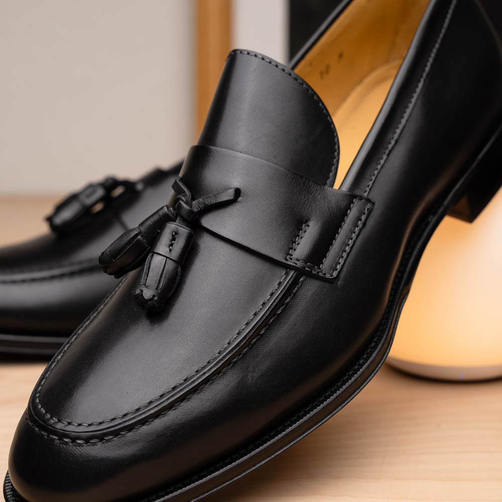 Zelli Como Calfskin Tassel Loafers Black (15-202-BLK)