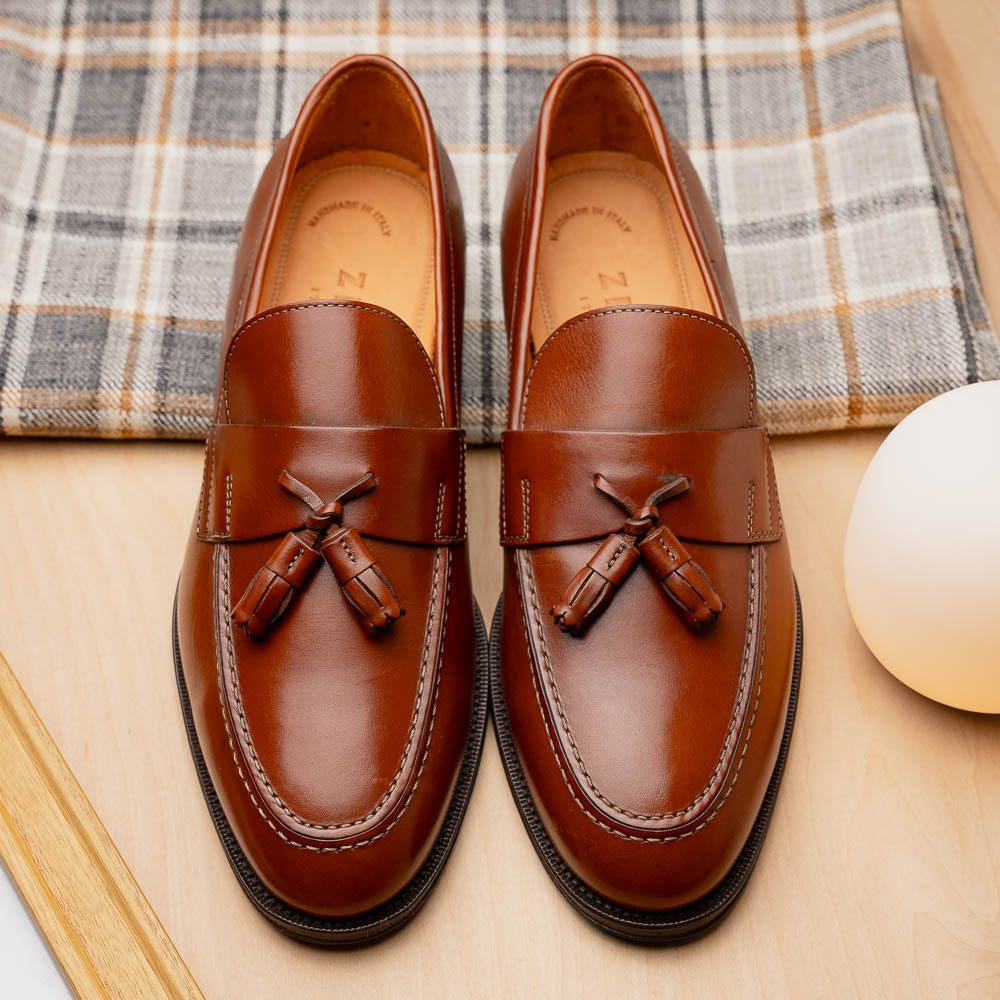Zelli Como Calfskin Tassel Loafers Rust (15-202-RST)