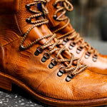 Belvedere Como Genuine Ostrich Leg / Italian Leather Hiker Boots Ant Brandy