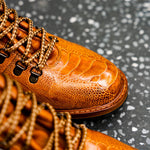 Belvedere Como Genuine Ostrich Leg / Italian Leather Hiker Boots Ant Brandy
