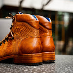 Belvedere Como Genuine Ostrich Leg / Italian Leather Hiker Boots Ant Brandy