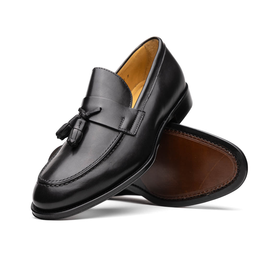 Zelli Como Calfskin Tassel Loafers Black (15-202-BLK)