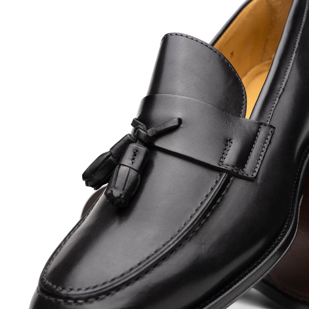 Zelli Como Calfskin Tassel Loafers Black (15-202-BLK)
