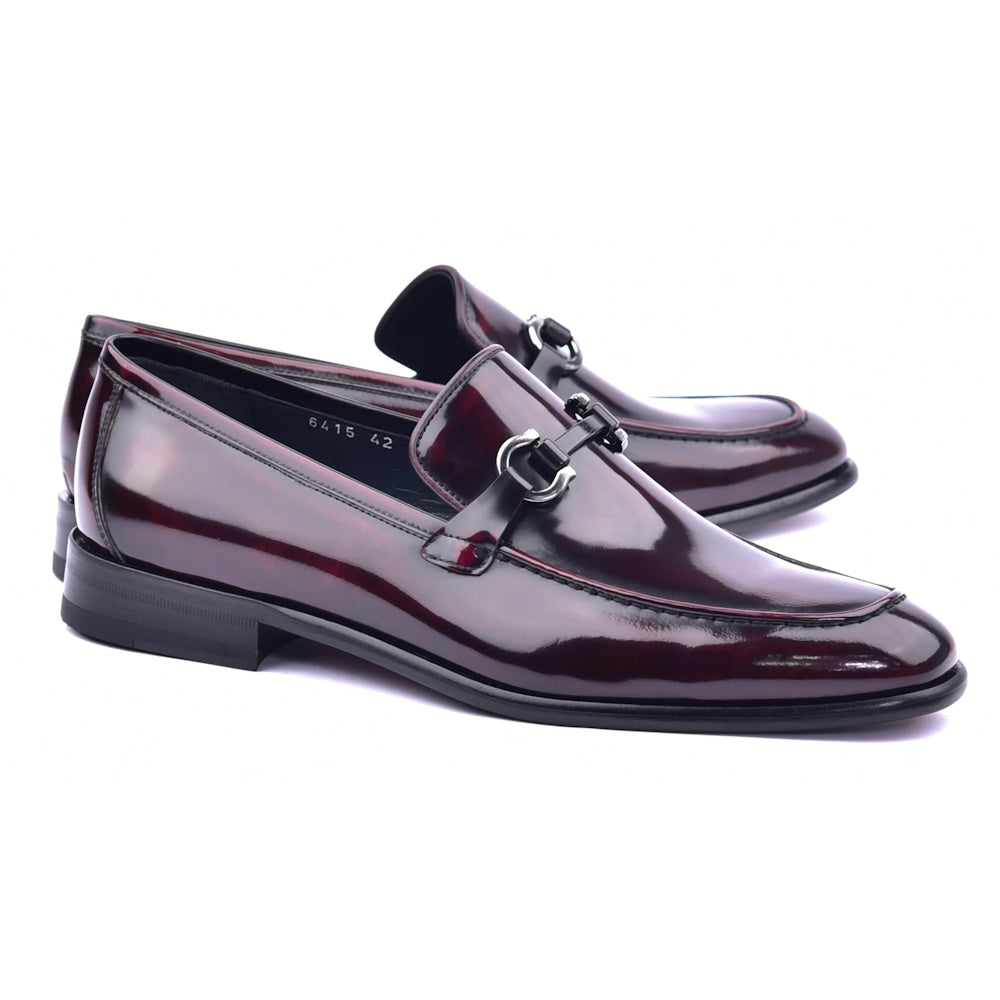 Corrente C044-6415 Buckle Loafers Burgundy
