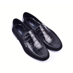 Corrente 3898C Handsewn Suede / Crocodile Print Loafers Black
