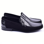 Corrente 3898C Handsewn Suede / Crocodile Print Loafers Black
