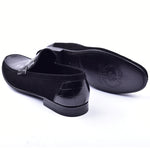 Corrente 3898C Handsewn Suede / Crocodile Print Loafers Black