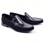 Corrente Suede / Crocodile Print Loafers Black