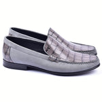 Corrente 3898C Handsewn Suede / Crocodile Print Loafers Grey