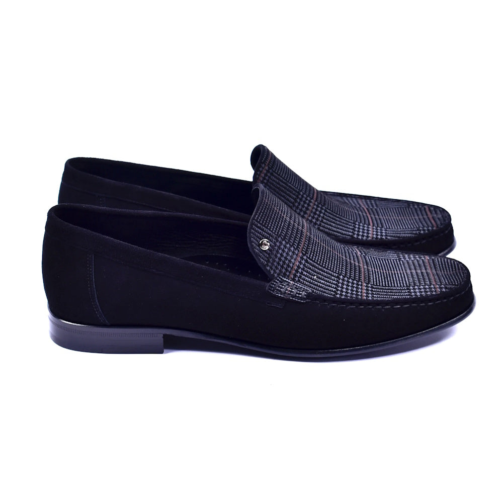 Corrente 3898S Handsewn Suede / Fabric Loafers Black