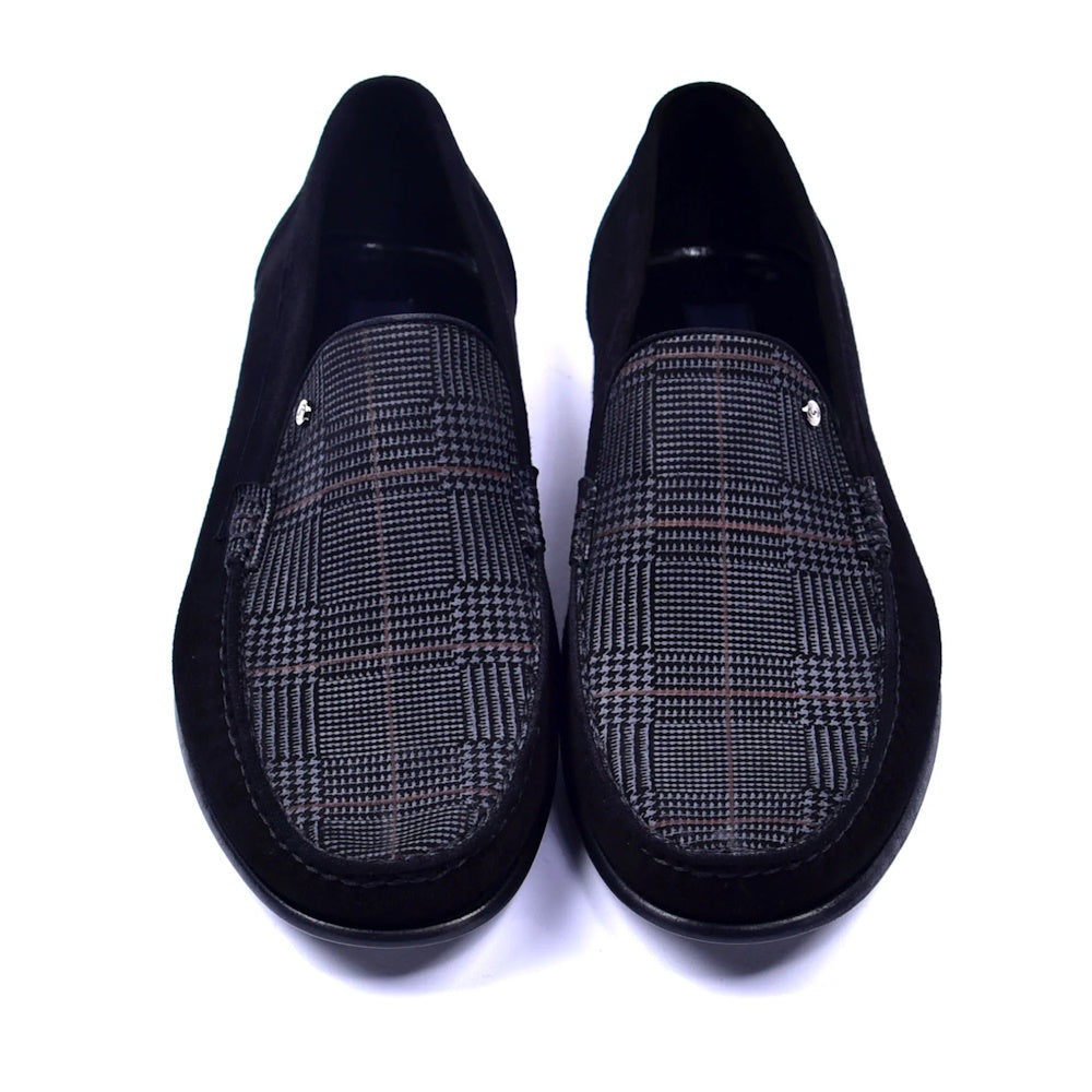 Corrente 3898S Handsewn Suede / Fabric Loafers Black