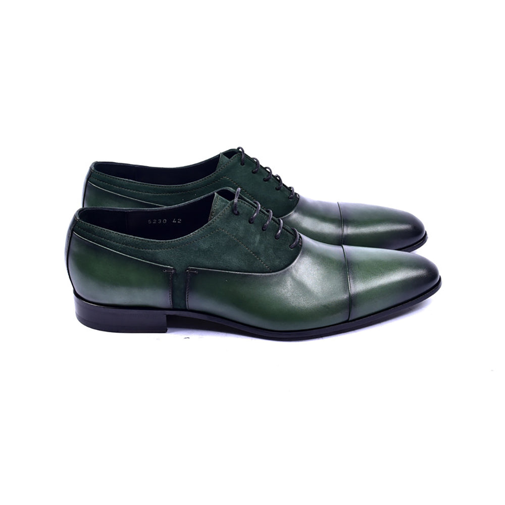 Corrente 5230 Suede / Calfskin Lace up Shoes Green