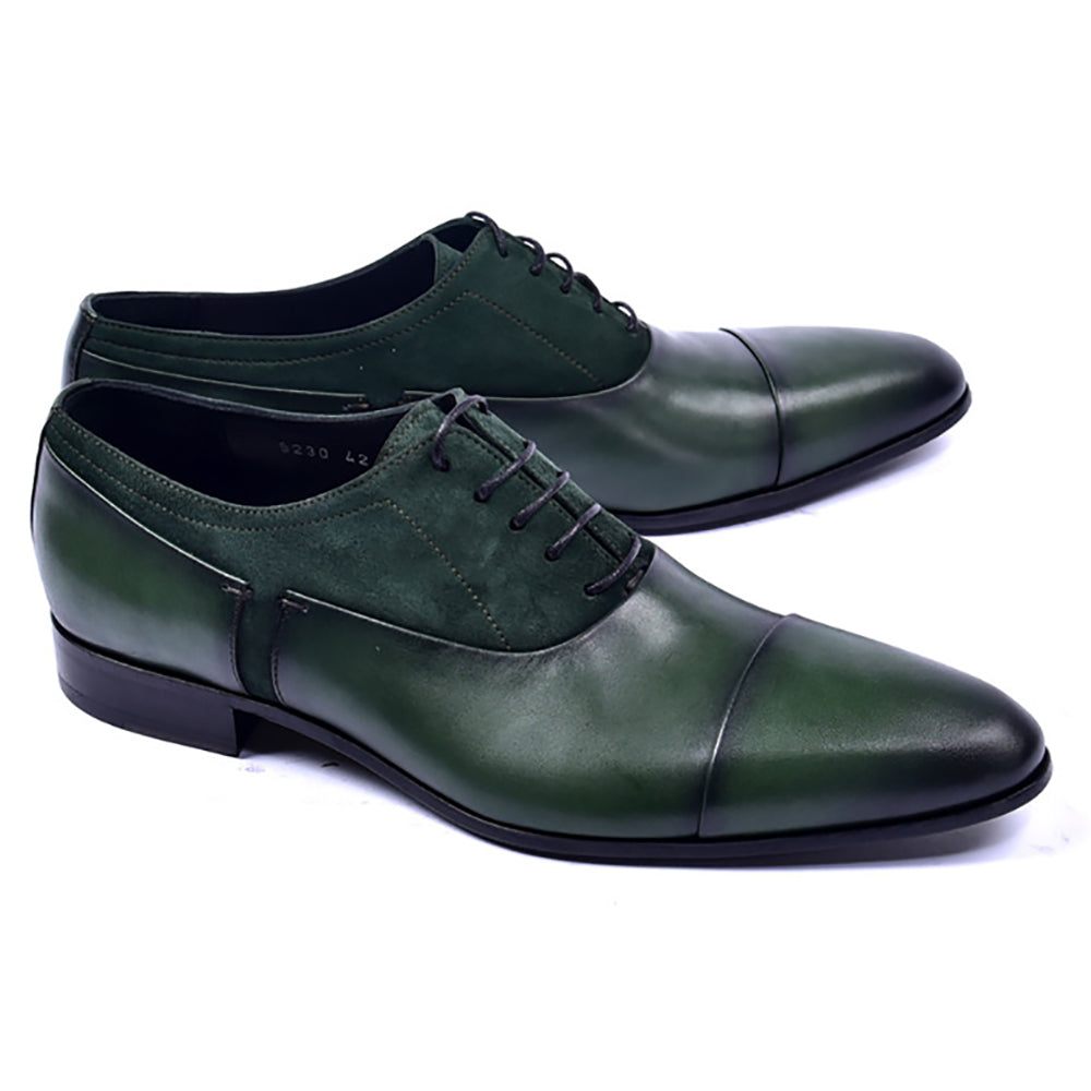 Corrente 5230 Suede / Calfskin Lace up Shoes Green