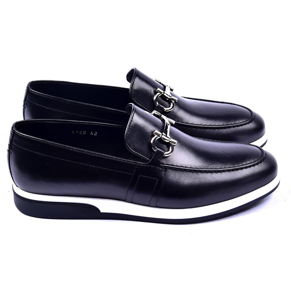 Corrente 5720 Casual Bit Buckle Slip-on Shoes Black