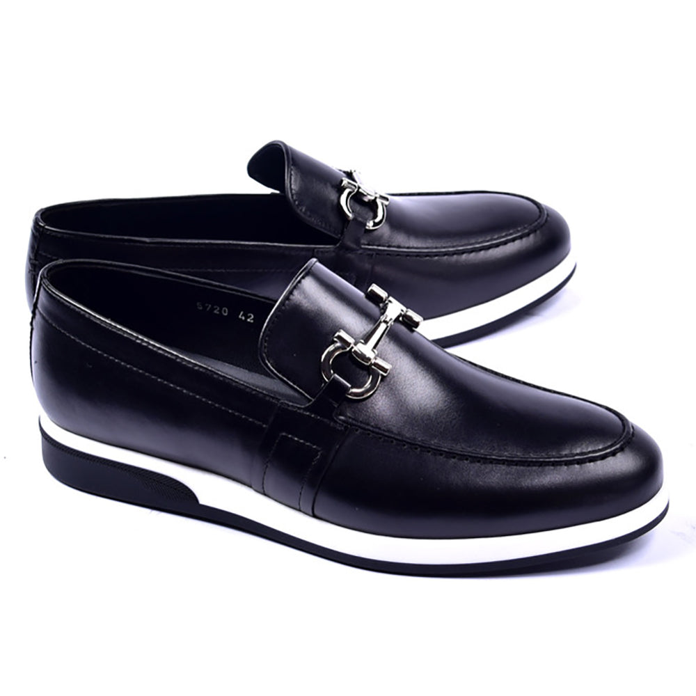 Corrente 5720 Casual Bit Buckle Slip-on Shoes Black