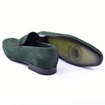 Corrente 5760 Suede Gold H Buckle Loafers Green