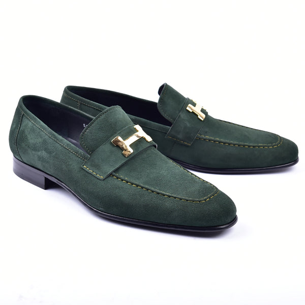 green emerald velvet dress Men's White Patent Leather Dress Shoes Gold Buckle 7012 – DESIGN MENSWEAR main image 1